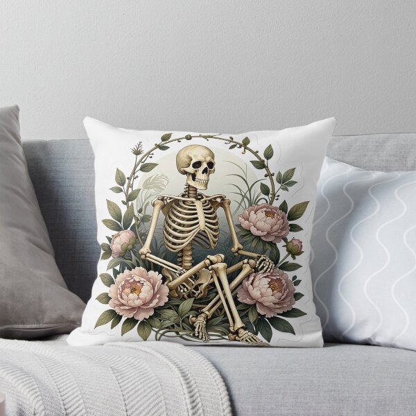 Item preview, Skeleton Sitting Among Peony Flowers Botanical Art designed and sold by MFMart.