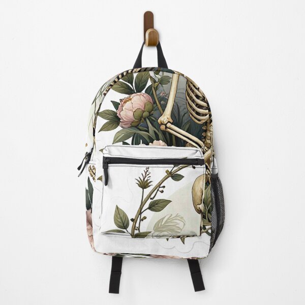 Item preview, Skeleton Sitting Among Peony Flowers Botanical Art designed and sold by MFMart.