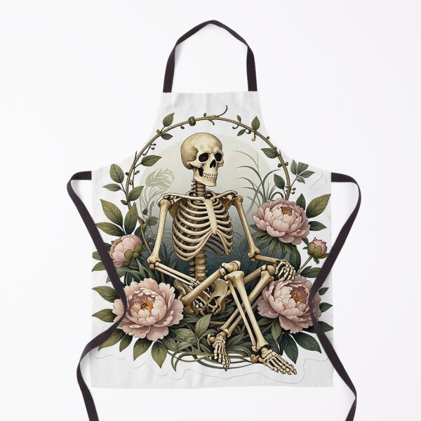 Item preview, Skeleton Sitting Among Peony Flowers Botanical Art designed and sold by MFMart.