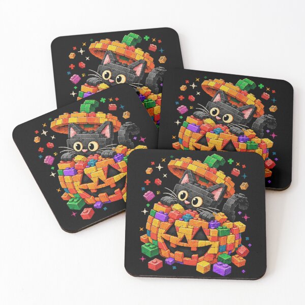Item preview, Cute Black Cat Pumpkin Brick Building Blocks Toy  designed and sold by schoolofbullies.