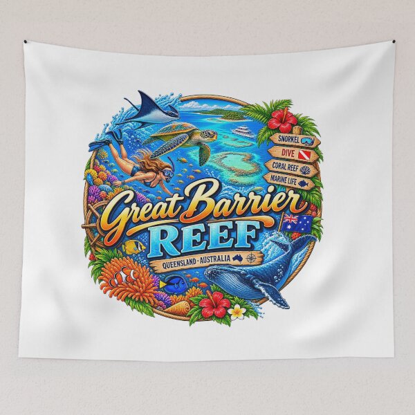 Item preview, Great Barrier Reef Australia – Diving Sea Turtle Coral Reef designed and sold by Wandervogel123.