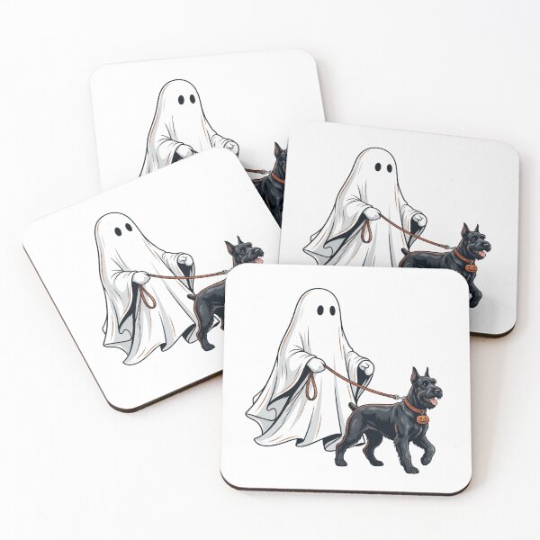 Item preview, Spooky Ghost Walking Giant Schnauzer Dog Lover Halloween Illustration Art designed and sold by raedattia.