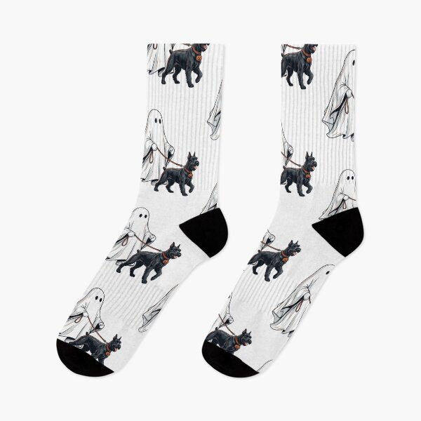 Item preview, Spooky Ghost Walking Giant Schnauzer Dog Lover Halloween Illustration Art designed and sold by raedattia.