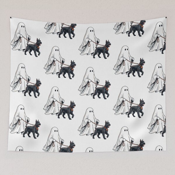 Item preview, Spooky Ghost Walking Giant Schnauzer Dog Lover Halloween Illustration Art designed and sold by raedattia.