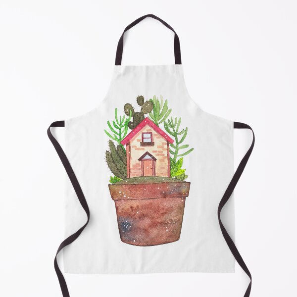 Item preview, Whimsical Cottage in a Potted Plant with Cacti Watercolor Illustration designed and sold by Kikiproject.
