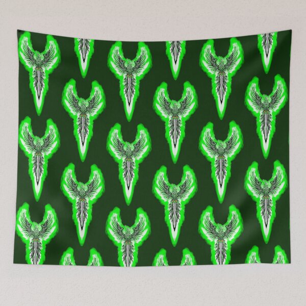 Item preview, Majestic Vertical Green Phoenix with Flaming Sword Crest designed and sold by URSM.