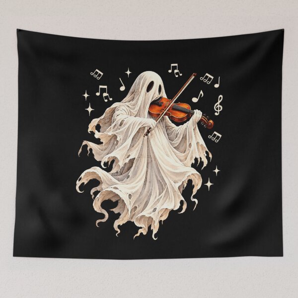 Item preview, Vintage Ghost Playing Violin Cute Halloween Musical Instrument designed and sold by elongatedjazz.