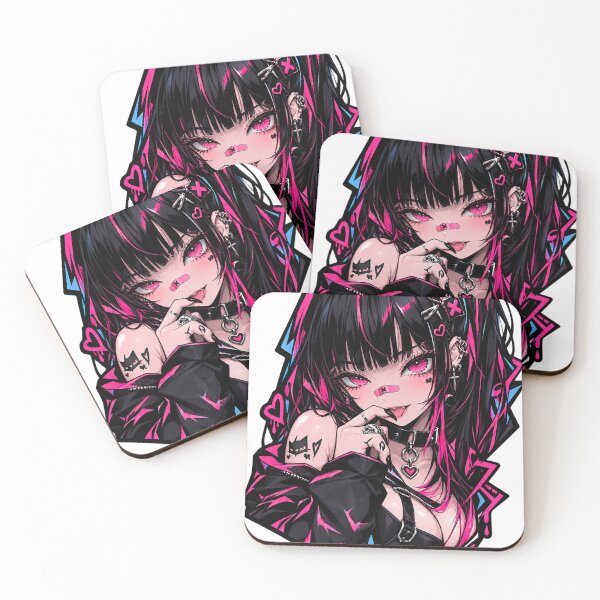 Item preview, Cyberpunk Neon Goth Anime Girl – Pink Black Kawaii Punk designed and sold by AnimDream .