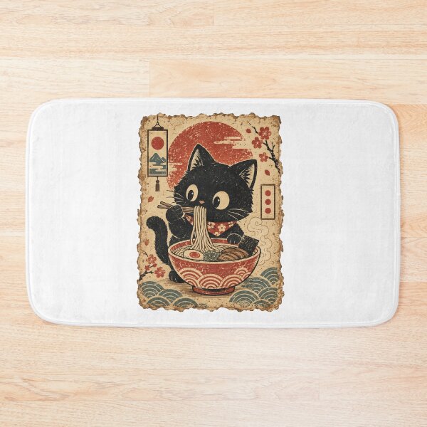 Item preview, Vintage Ramen Cat in Japanese Inspired Poster Style designed and sold by Cute-and-Co.