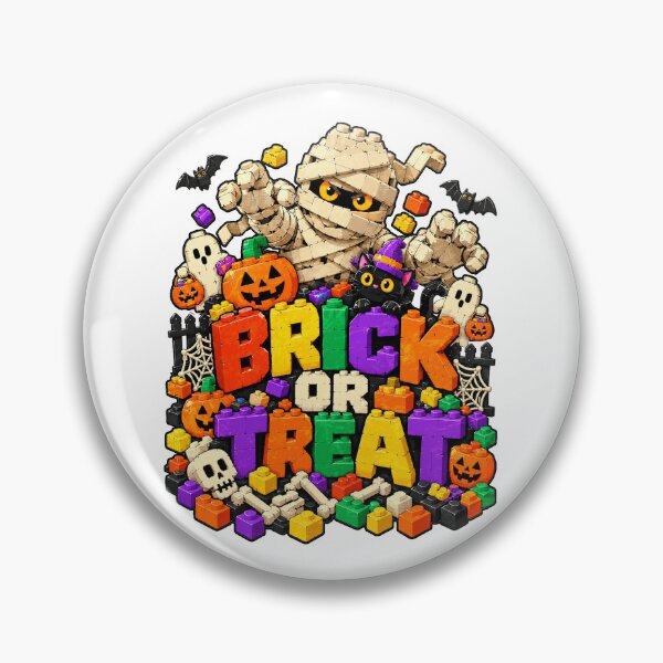 Item preview, Brick Or Treat Funny Halloween Building Blocks Toy Mummy Witch Cat Ghost Kids designed and sold by schoolofbullies.