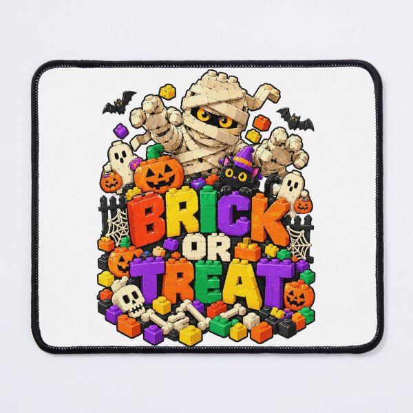 Item preview, Brick Or Treat Funny Halloween Building Blocks Toy Mummy Witch Cat Ghost Kids designed and sold by schoolofbullies.
