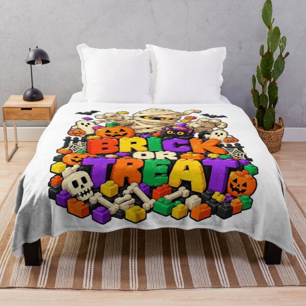 Item preview, Brick Or Treat Funny Halloween Building Blocks Toy Mummy Witch Cat Ghost Kids designed and sold by schoolofbullies.