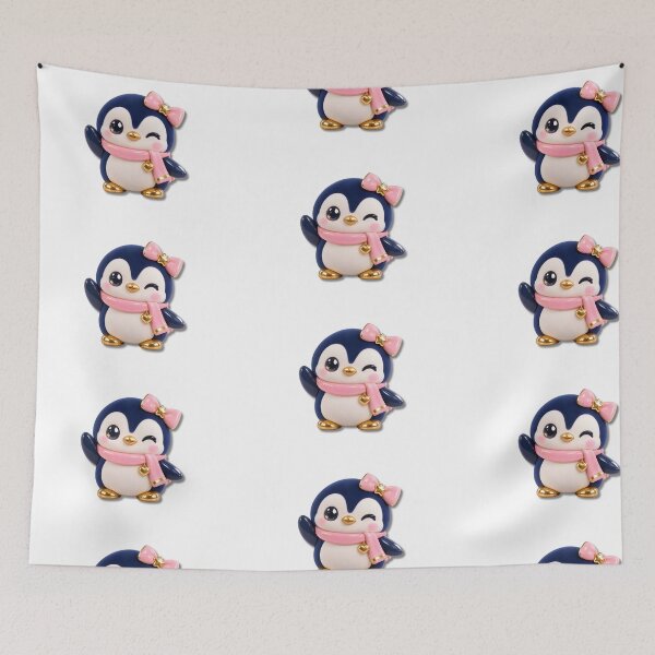 Item preview, Cute Kawaii Penguin with Pink Bow and Scarf designed and sold by infinitearte.