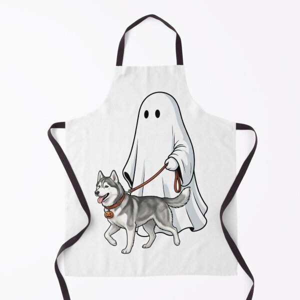 Item preview, Spooky Ghost Walking Siberian Husky Dog Lover Halloween Illustration Art designed and sold by raedattia.