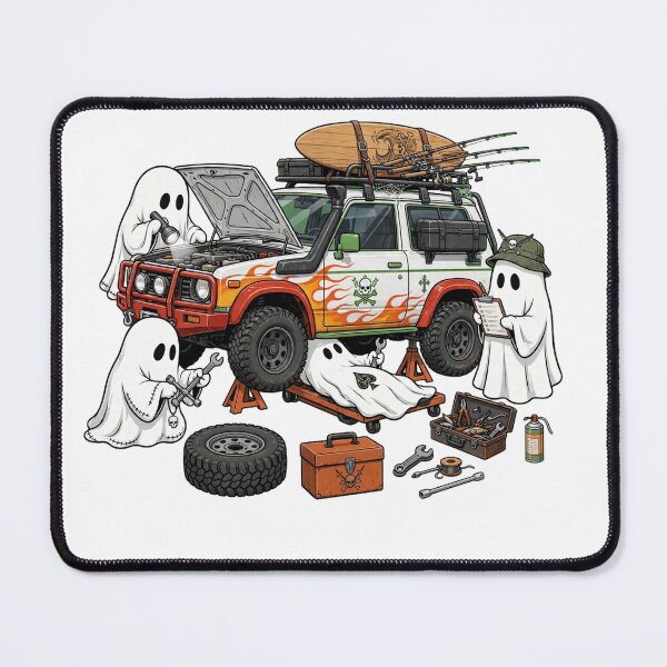 Item preview, Ghost Mechanics Fixing 4x4 Offroad SUV Funny Beach Halloween T-Shirt designed and sold by inkfluenceart.