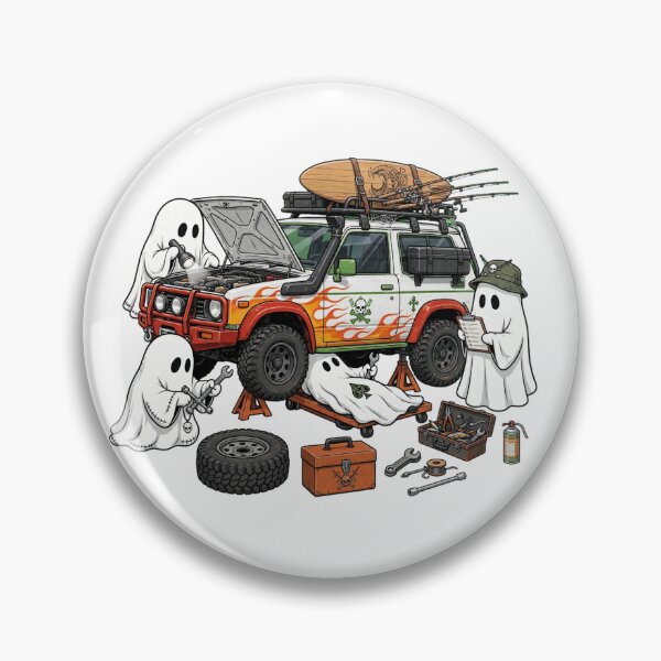 Item preview, Ghost Mechanics Fixing 4x4 Offroad SUV Funny Beach Halloween T-Shirt designed and sold by inkfluenceart.