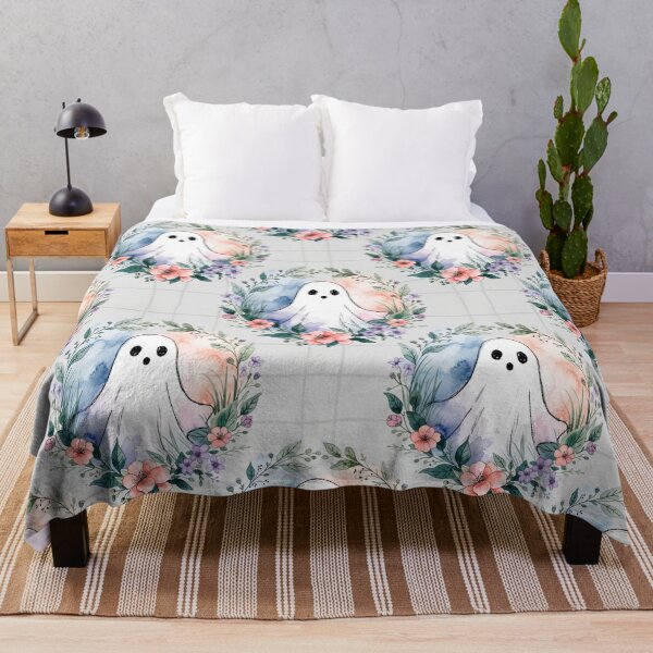 Item preview, Watercolor Floral Ghost Halloween Pattern designed and sold by Camel & Quirk.