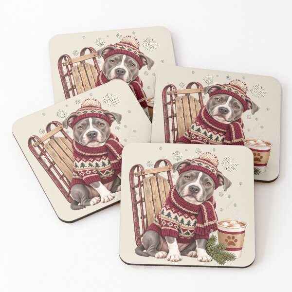 Item preview, Cute Pitbull Winter Ski Lodge Dog designed and sold by Cute & Sassy Custom Gifting Boutiques.