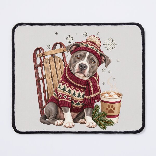 Item preview, Cute Pitbull Winter Ski Lodge Dog designed and sold by Cute & Sassy Custom Gifting Boutiques.