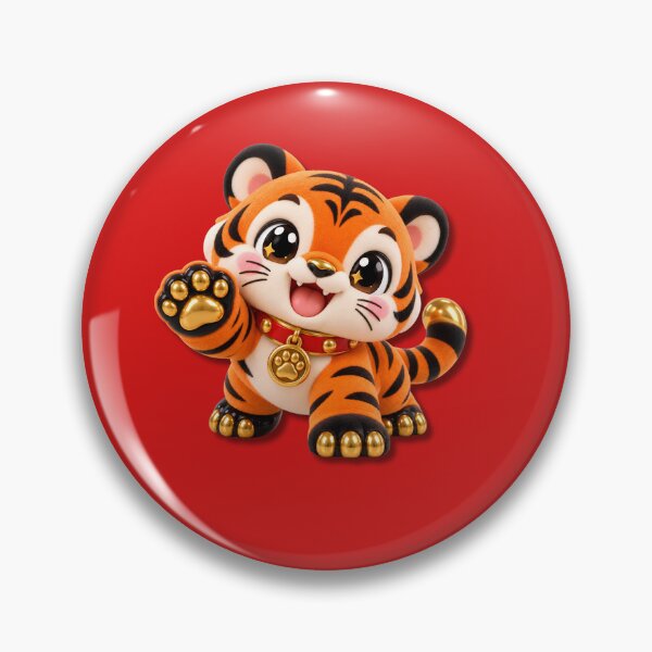 Item preview, Cute Kawaii Tiger Cub with Golden Paws designed and sold by infinitearte.