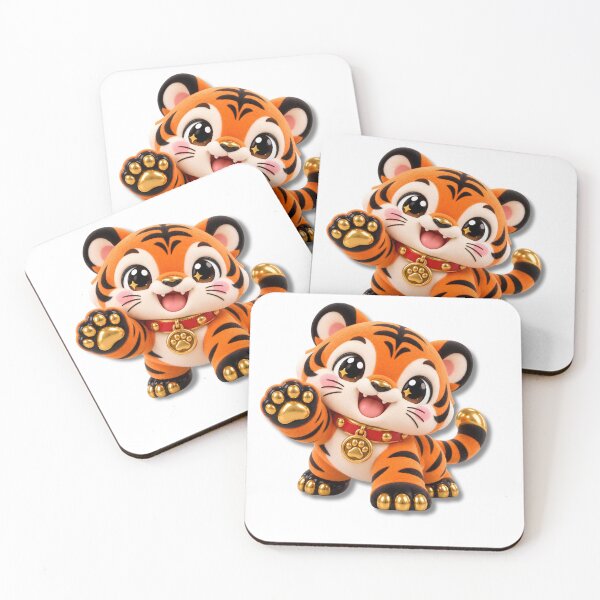 Item preview, Cute Kawaii Tiger Cub with Golden Paws designed and sold by infinitearte.