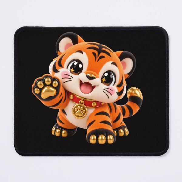 Item preview, Cute Kawaii Tiger Cub with Golden Paws designed and sold by infinitearte.