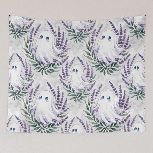 Item preview, Lavender Floral Ghost Seamless Pattern designed and sold by Camel & Quirk.