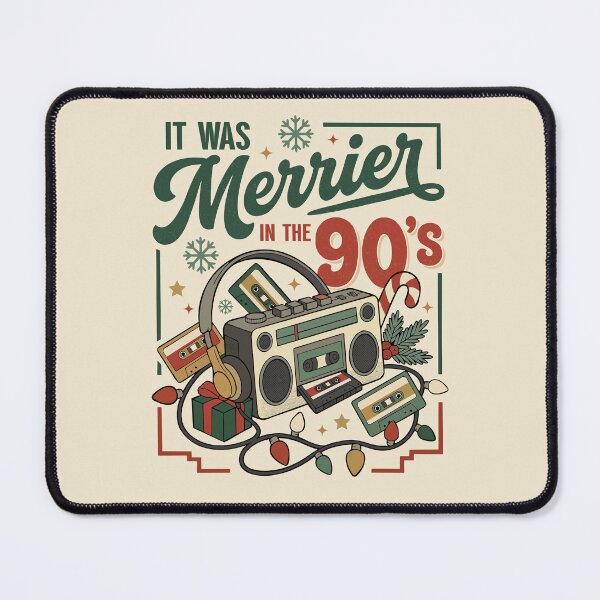 Item preview, It Was Merrier In The 90s Christmas Nostalgia designed and sold by FreshVibe Prints.