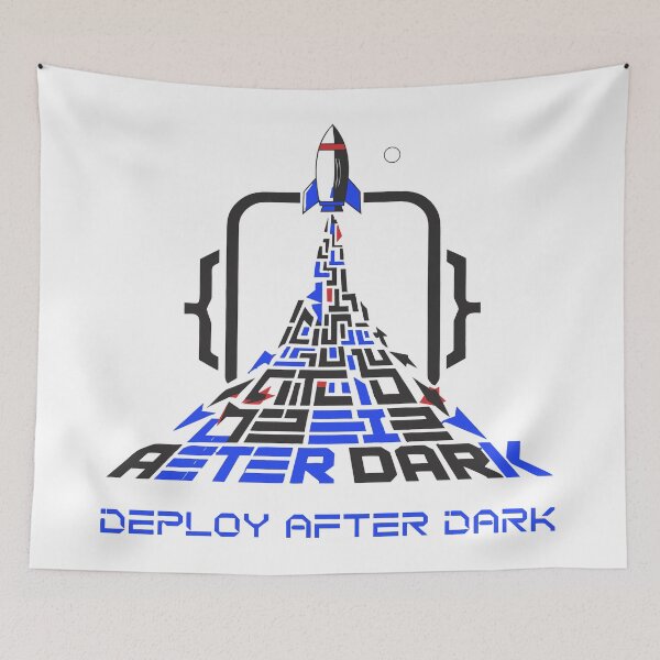 Artikelvorschau, Lustiges T-Shirt „Deploy After Dark“ für Programmierer, Softwareentwickler und Raketenentwickler entworfen und verkauft von Design-Pro-21.
