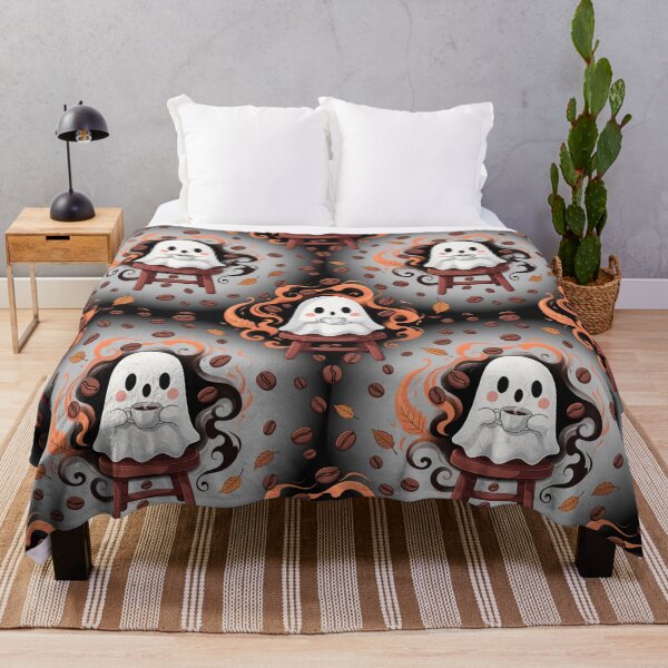 Item preview, Dark Vintage Ghost Halloween Stool Pattern designed and sold by Camel & Quirk.