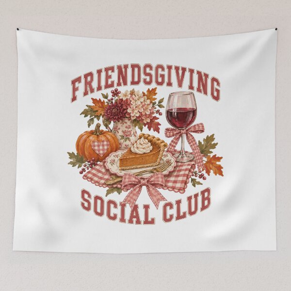 Item preview, Friendsgiving Social Club with Pumpkin Pie and Wine designed and sold by Cute-and-Co.