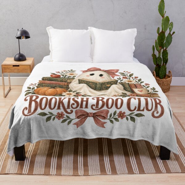 Item preview, Bookish Boo Club Reading Ghost with Autumn Florals designed and sold by Cute-and-Co.