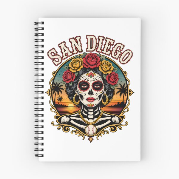 Item preview, San Diego Sugar Skull Day Of The Dead Baseball Sunset designed and sold by Maladies.