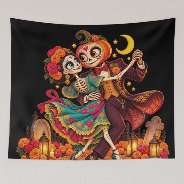 Item preview, Pumpkin and Catrina — Romantic Dance of Día de los Muertos designed and sold by Limmagin.