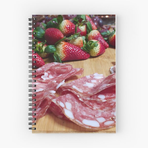 Item preview, Salami, ham and fresh strawberries on a cutting board, close up. Appetizer, Italian cuisine. designed and sold by ollgast5.