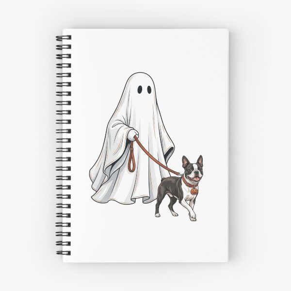 Item preview, Spooky Ghost Walking Boston Terrier Dog Lover Halloween Illustration Art designed and sold by raedattia.
