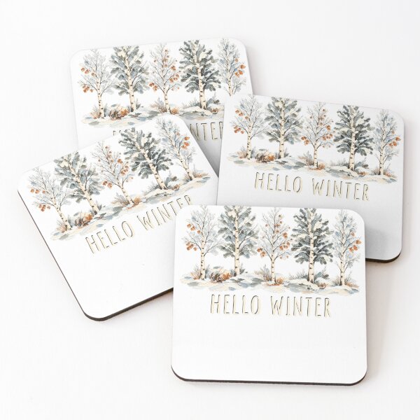 Aperçu de l'œuvre hello winter birch trees snow season créée et vendue par Sofia Rose Design ⭐️⭐️⭐️⭐️⭐️.