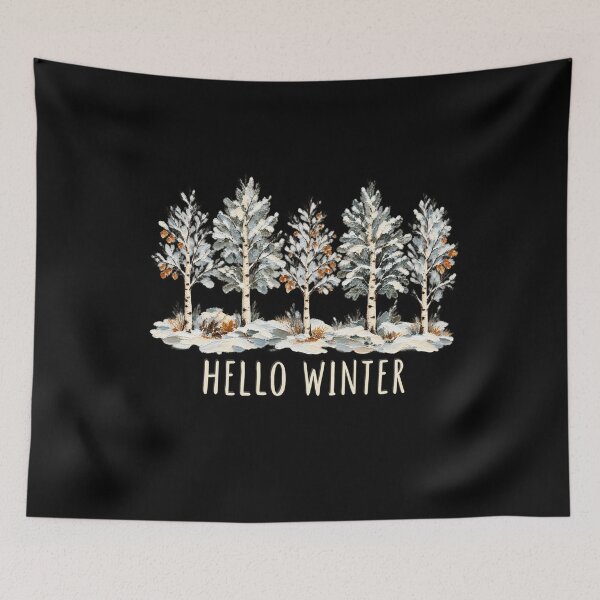 Aperçu de l'œuvre hello winter birch trees snow season créée et vendue par Sofia Rose Design ⭐️⭐️⭐️⭐️⭐️.