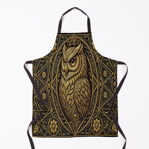 Item preview, Majestic Golden Owl of Wisdom Elegant Floral Geometric Art designed and sold by Breezes-of-Ida.