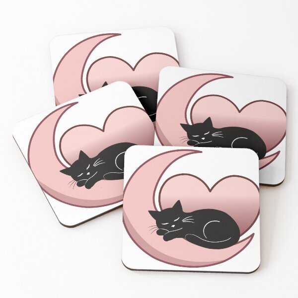 Item preview, Cat Sweet Dreams on Rose Gold Heart Moon designed and sold by prapapon.