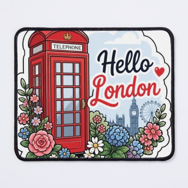 Item preview, Hello London: Vintage Red Phone Booth & Floral Die-Cut Sticker designed and sold by PrintWavePro.