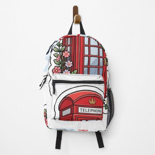 Item preview, Hello London: Vintage Red Phone Booth & Floral Die-Cut Sticker designed and sold by PrintWavePro.