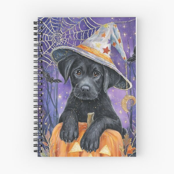 Item preview,  Halloween Black Labrador Puppy with Pumpkin – Witch Hat Dog Art designed and sold by elisarasada.