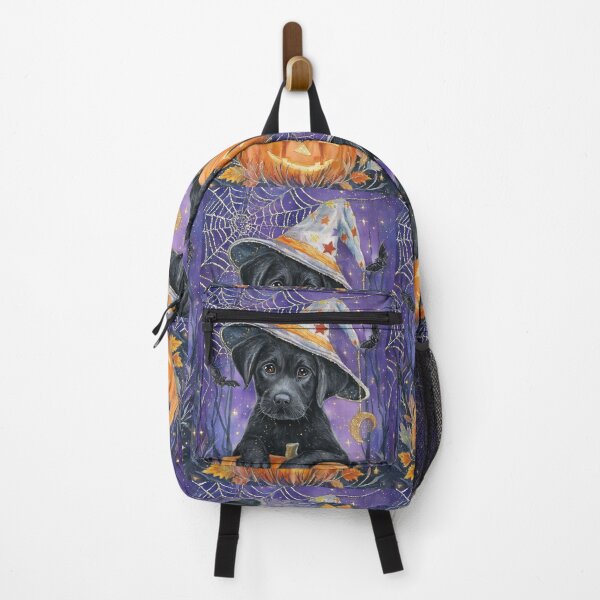 Item preview,  Halloween Black Labrador Puppy with Pumpkin – Witch Hat Dog Art designed and sold by elisarasada.