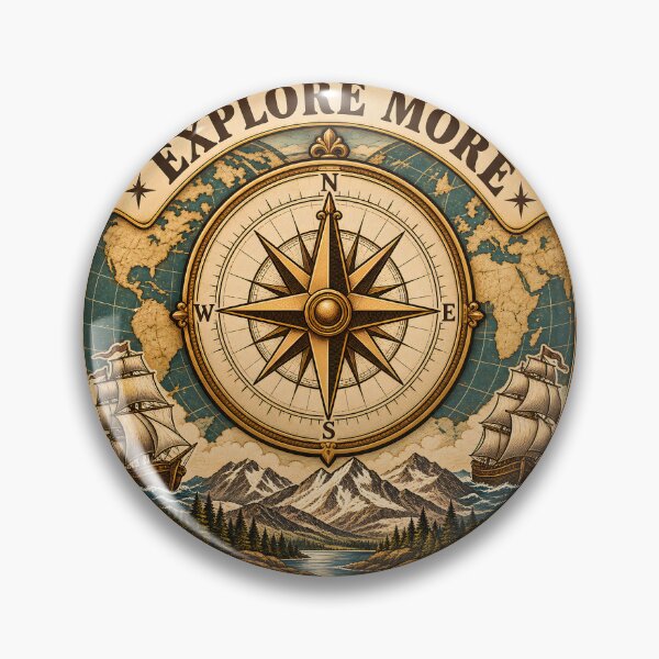 Item preview, Vintage Explore More Compass | Adventure Badge T-Shirt designed and sold by VaultVibes.