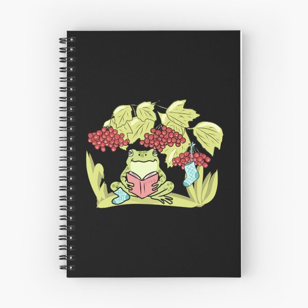 Item preview, ​Frog Reading Book Under Highbush Cranberry Branch Cozy Cottagecore Art designed and sold by LeshanArt.