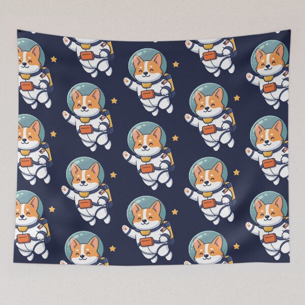 Aperçu de l'œuvre Corgi astronaute flottant dans l'espace créée et vendue par Rariks.