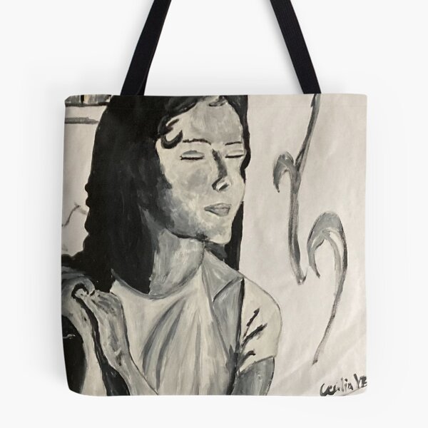 Aperçu de l'œuvre Yeux fermés — Portrait Tote par Cecilia Vilas Boas créée et vendue par CecíliaVilasBoas - Art & Design.