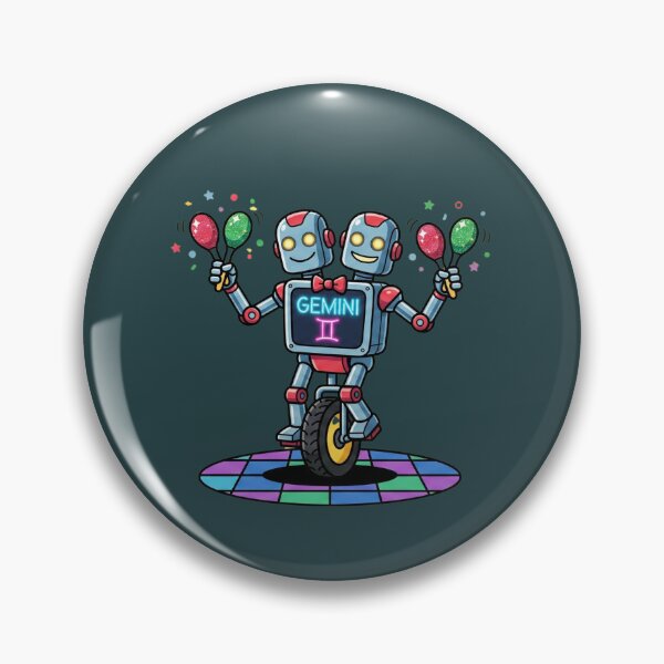 Artikelvorschau, Gemini-Sternzeichen-Retro-Zwillingsroboter auf einem Einrad entworfen und verkauft von Rare By Hero.
