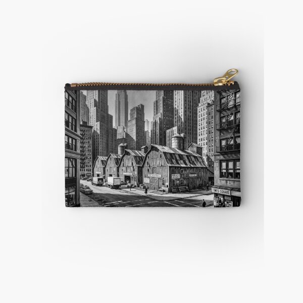 Item preview, Black And White Red Barns Middle Of NYC Realism Art designed and sold by Home Decor Art.